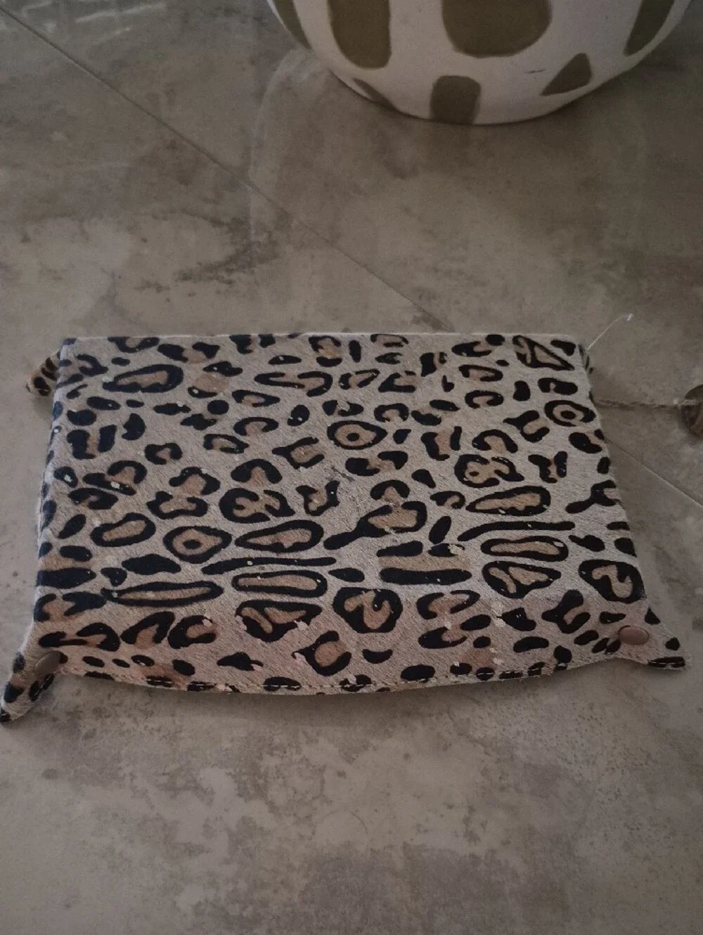 Neiman Marcus Leather Leopard Print Tray